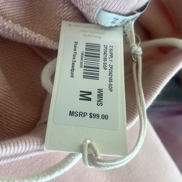 Z Supply Shane Pink Flare Sweatpants M Cozy Lounge Pants French Terry NEW - Picture 16 of 16